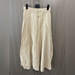 ZARA Cream Pleated Midi Skirt – Elastic Waist – Size XS